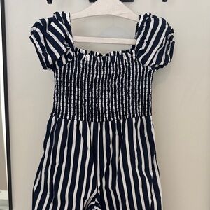 Janie and Jack Striped Navy and White Kids Romper